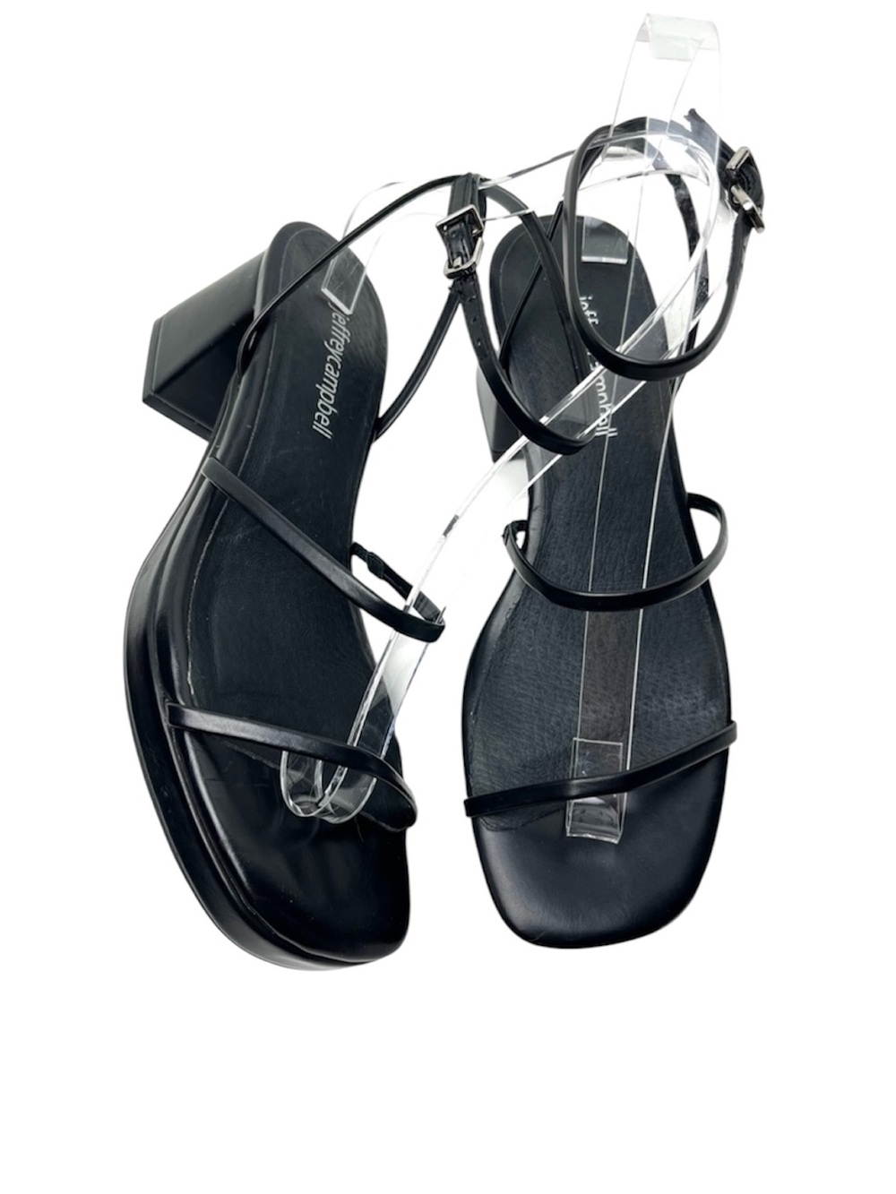 Jeffrey Campbell Orchid Black 90s Y2K Style Faux Leather Strappy Chunky Sandals